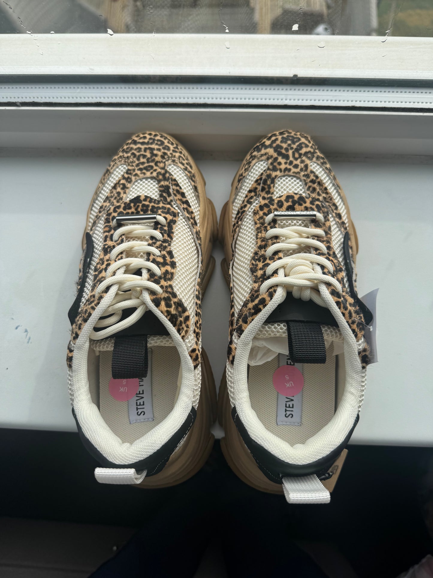 UK 5 STEVE MADDEN Leather-Trim Possession-E Sneakers Brown /Black