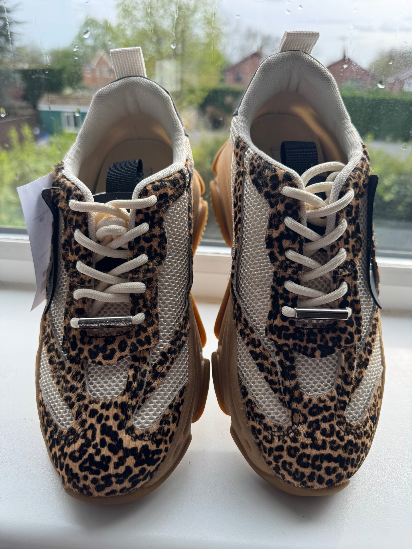 UK 5 STEVE MADDEN Leather-Trim Possession-E Sneakers Brown /Black