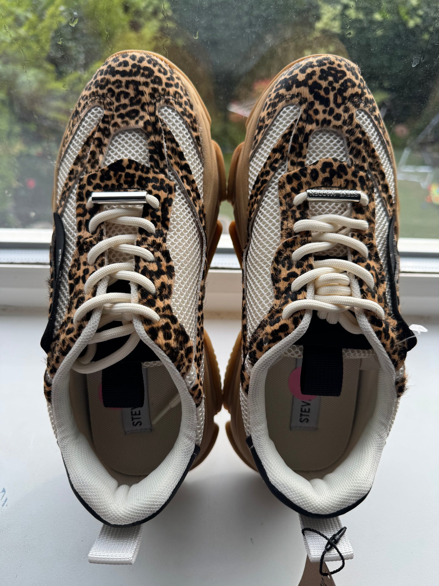 UK 5 STEVE MADDEN Leather-Trim Possession-E Sneakers Brown /Black