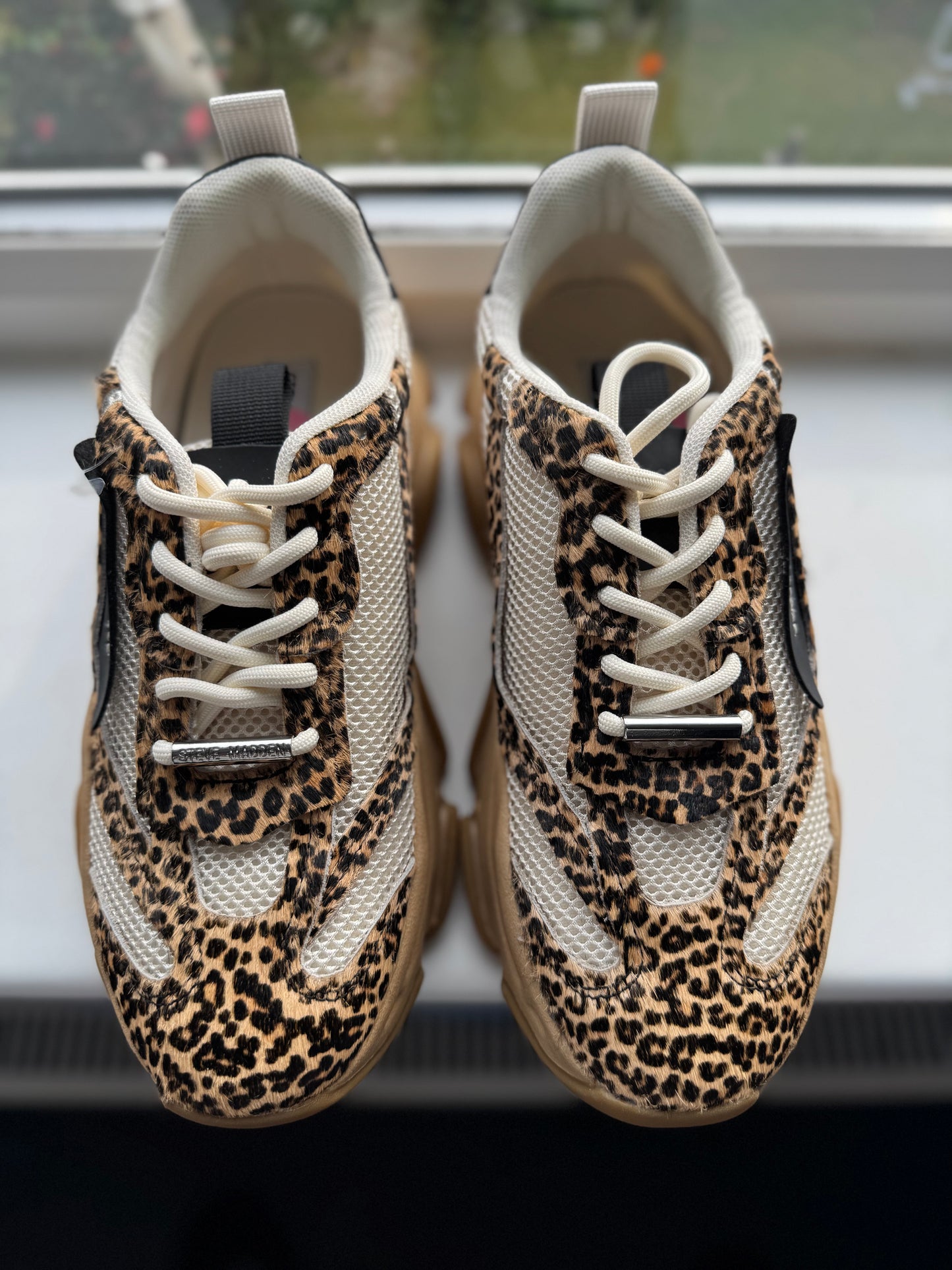 UK 5 STEVE MADDEN Leather-Trim Possession-E Sneakers Brown /Black