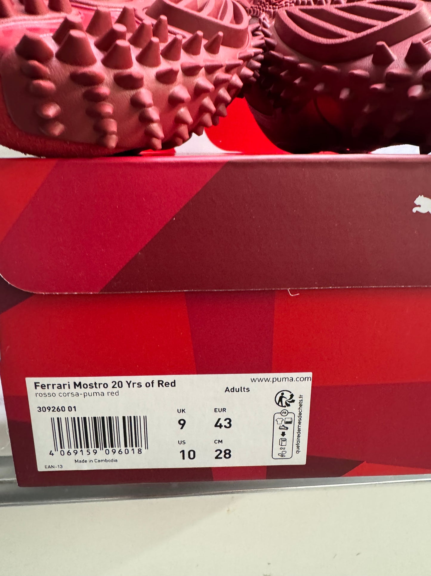 UK 9 PUMA Scuderia Ferrari 20 Years of Red Mostro Sneakers Unisex Trainers