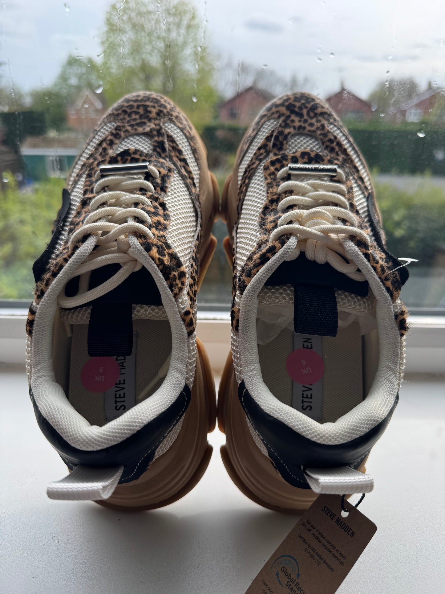 UK 5 STEVE MADDEN Leather-Trim Possession-E Sneakers Brown /Black