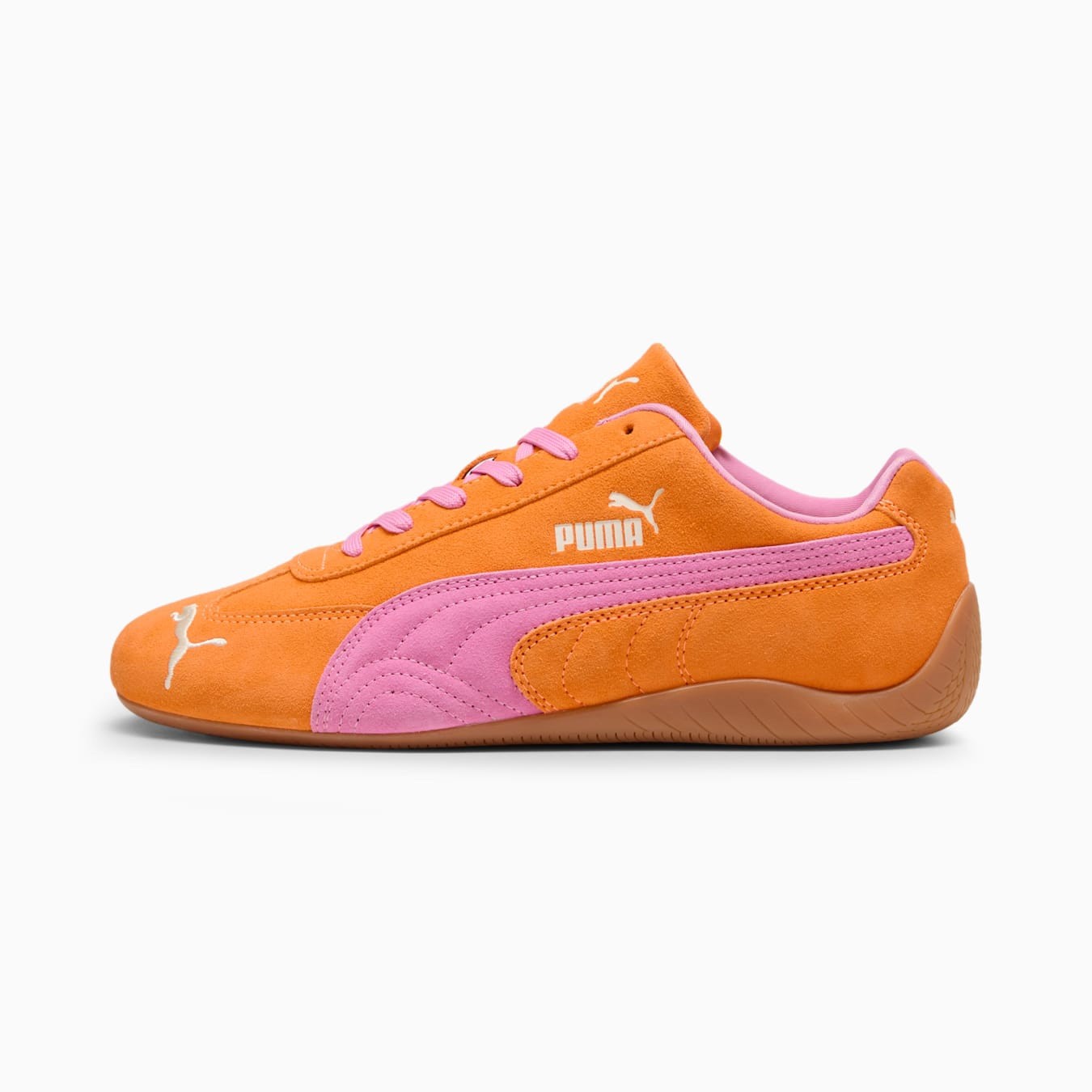 UK 10 PUMA Speedcat Sneakers Unisex Trainers - 398846_50 Orange Glo-Poised Pink