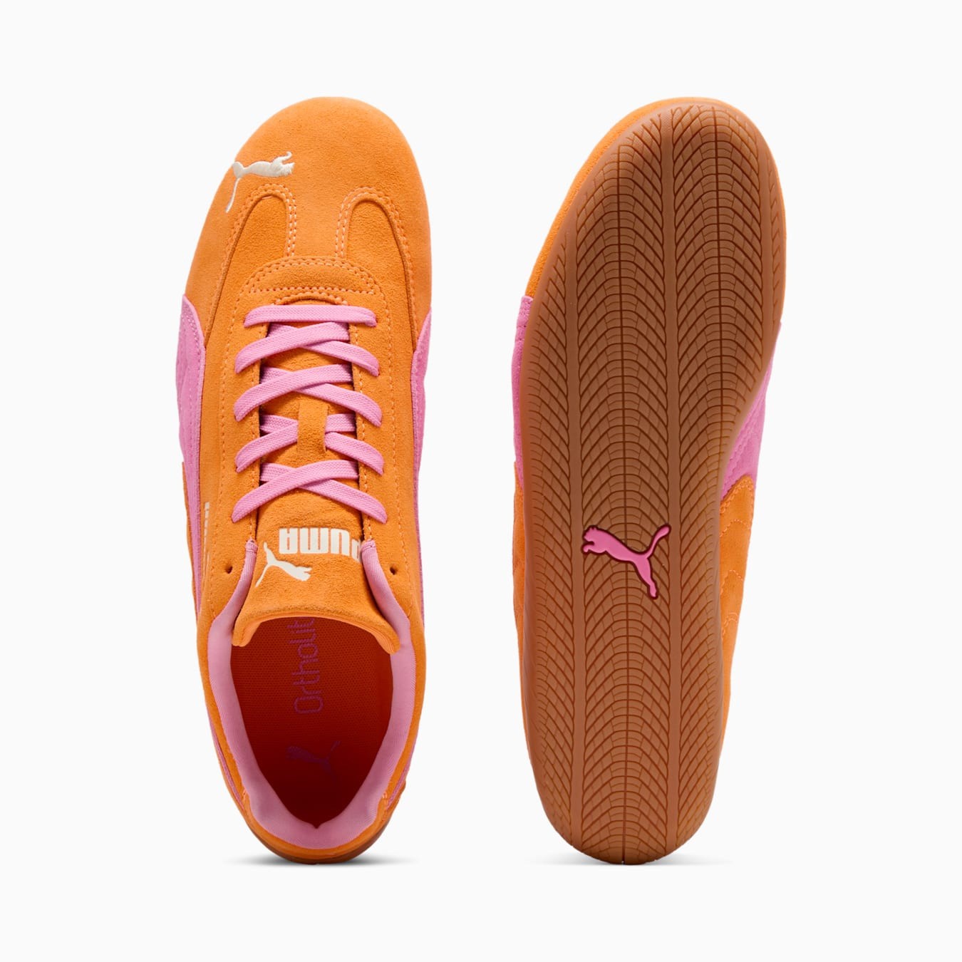 UK 10 PUMA Speedcat Sneakers Unisex Trainers - 398846_50 Orange Glo-Poised Pink
