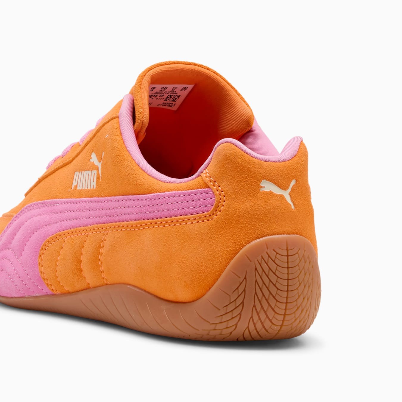UK 10 PUMA Speedcat Sneakers Unisex Trainers - 398846_50 Orange Glo-Poised Pink