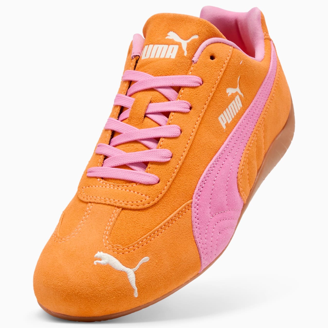 UK 10 PUMA Speedcat Sneakers Unisex Trainers - 398846_50 Orange Glo-Poised Pink