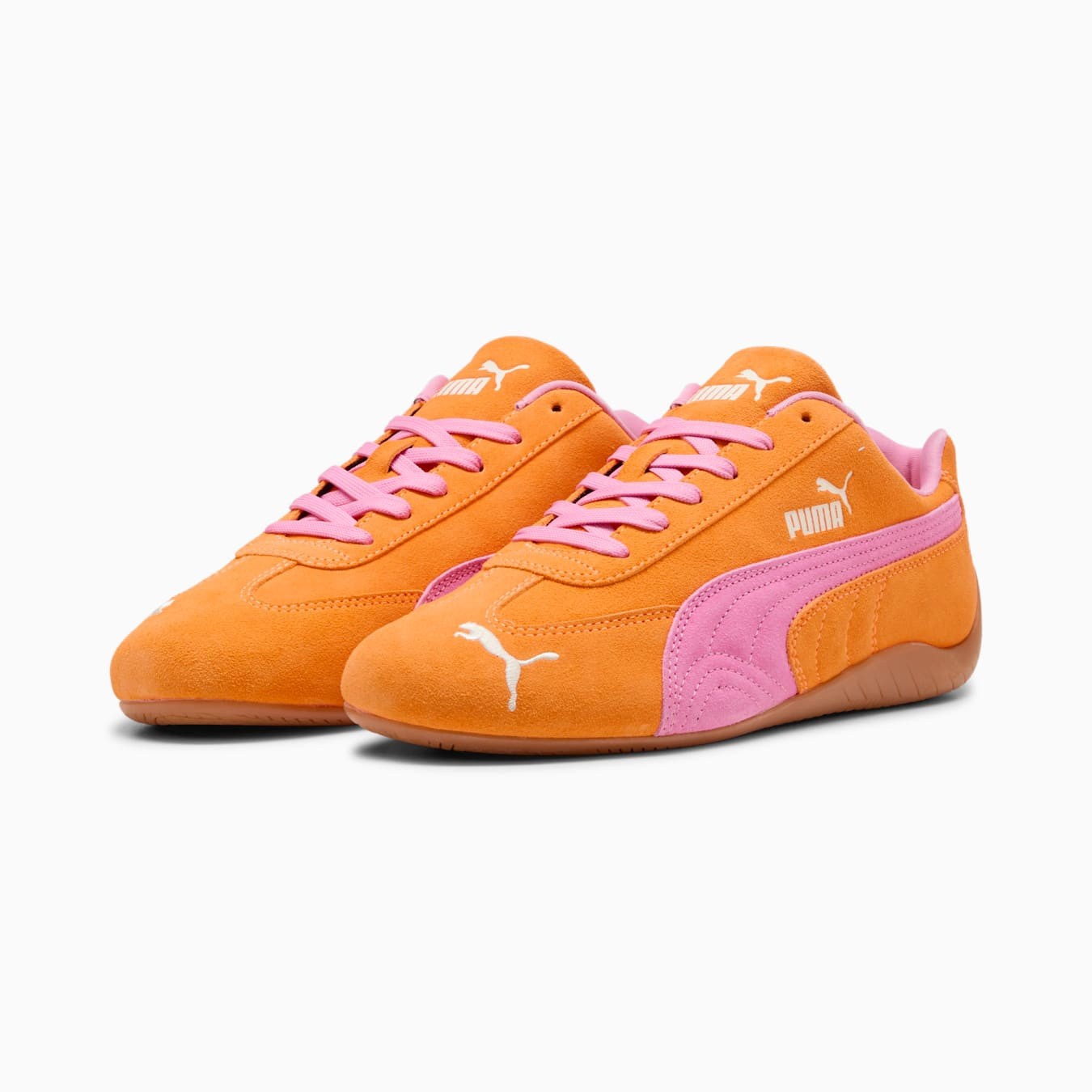 UK 10 PUMA Speedcat Sneakers Unisex Trainers - 398846_50 Orange Glo-Poised Pink